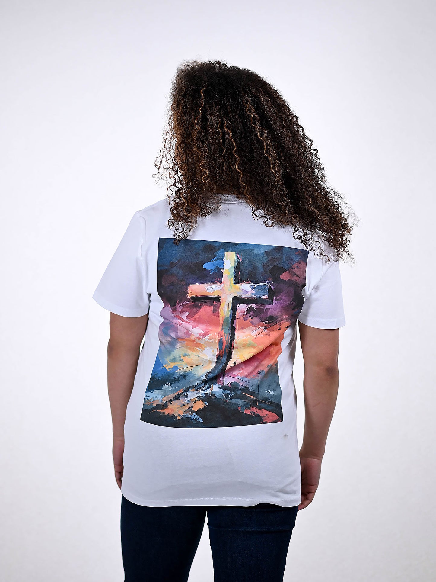JESUS CROSS T-SHIRT wit achterkant