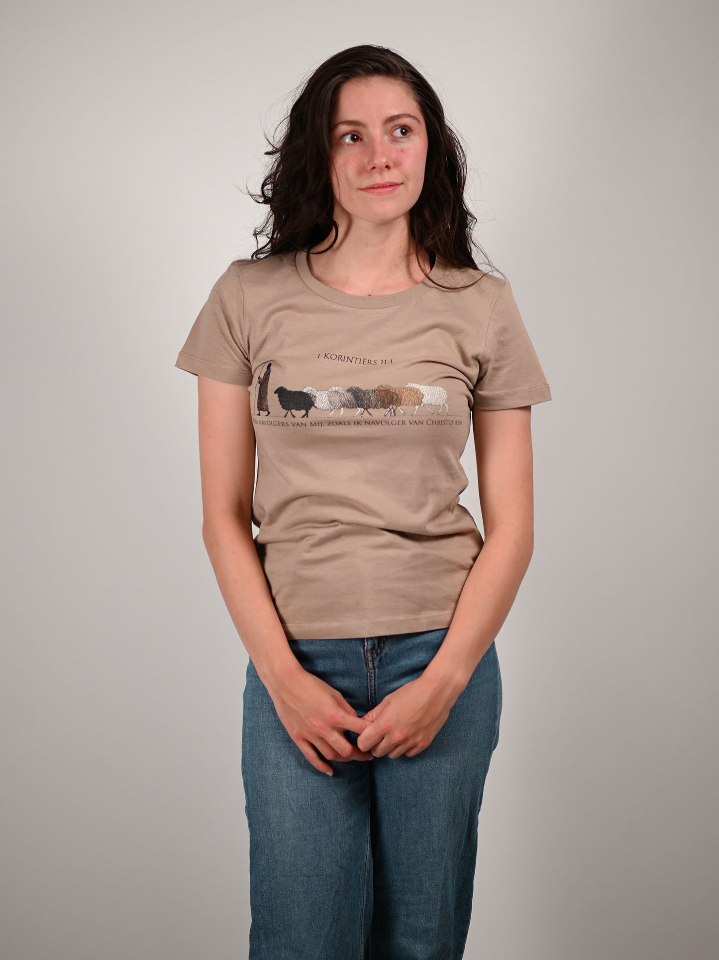 1 Korinthe 11:1 T-Shirt vrouw voorkant