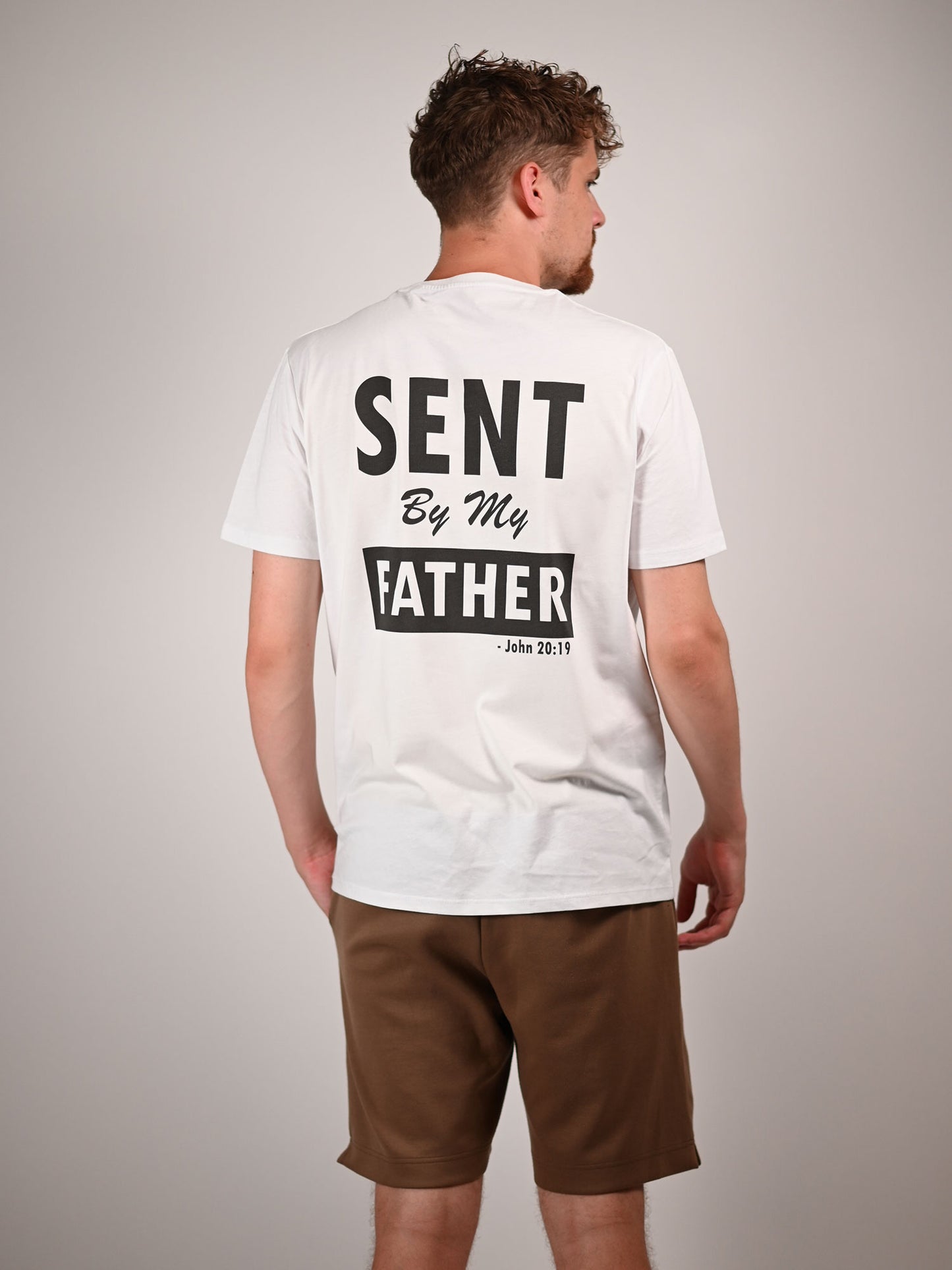 Sent by my father man t-shirt achterkant