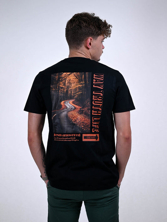 JESUS IS THE WAY T-SHIRT zwart achterkant