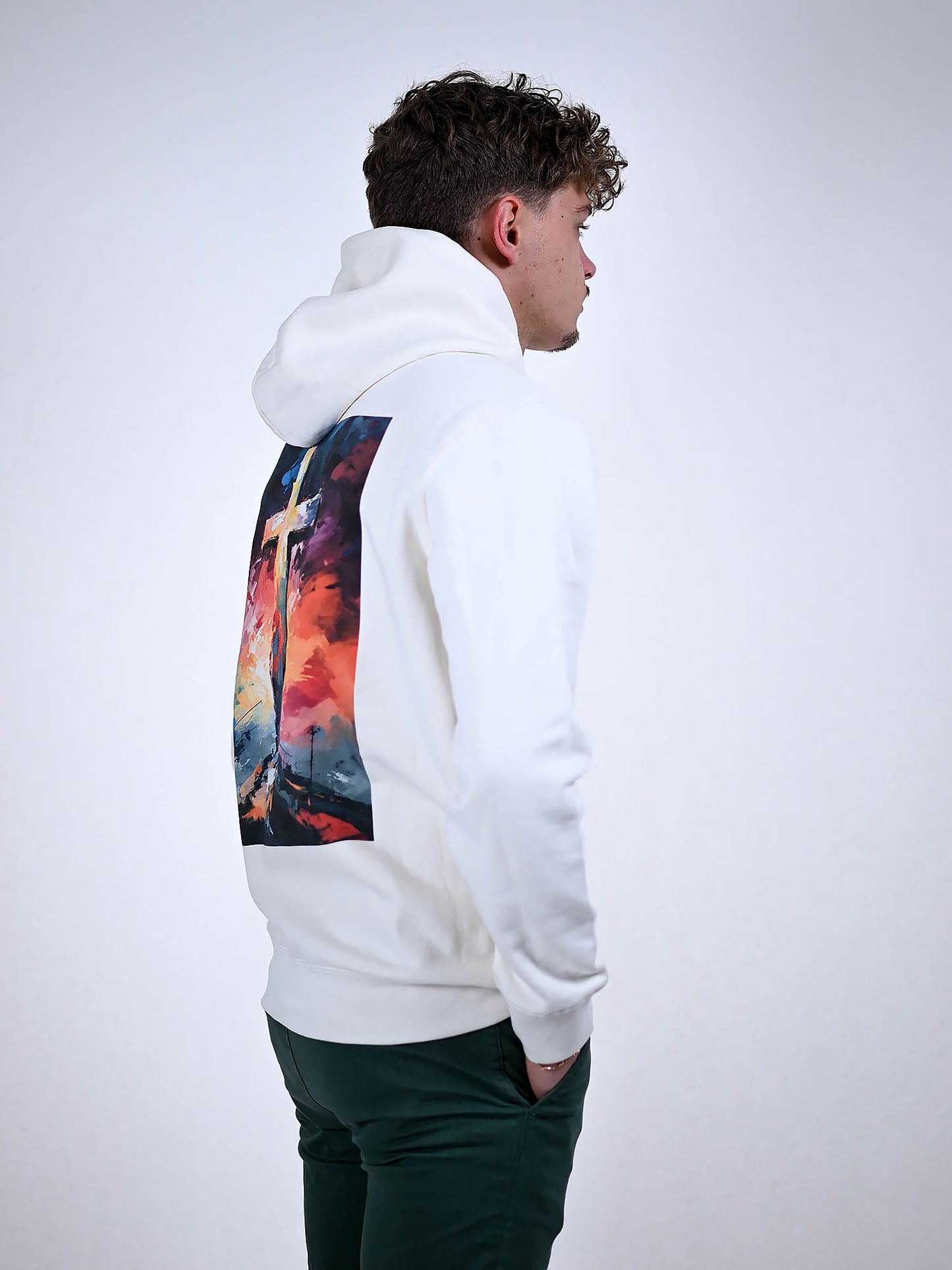 JESUS CROSS HOODIE wit detail
