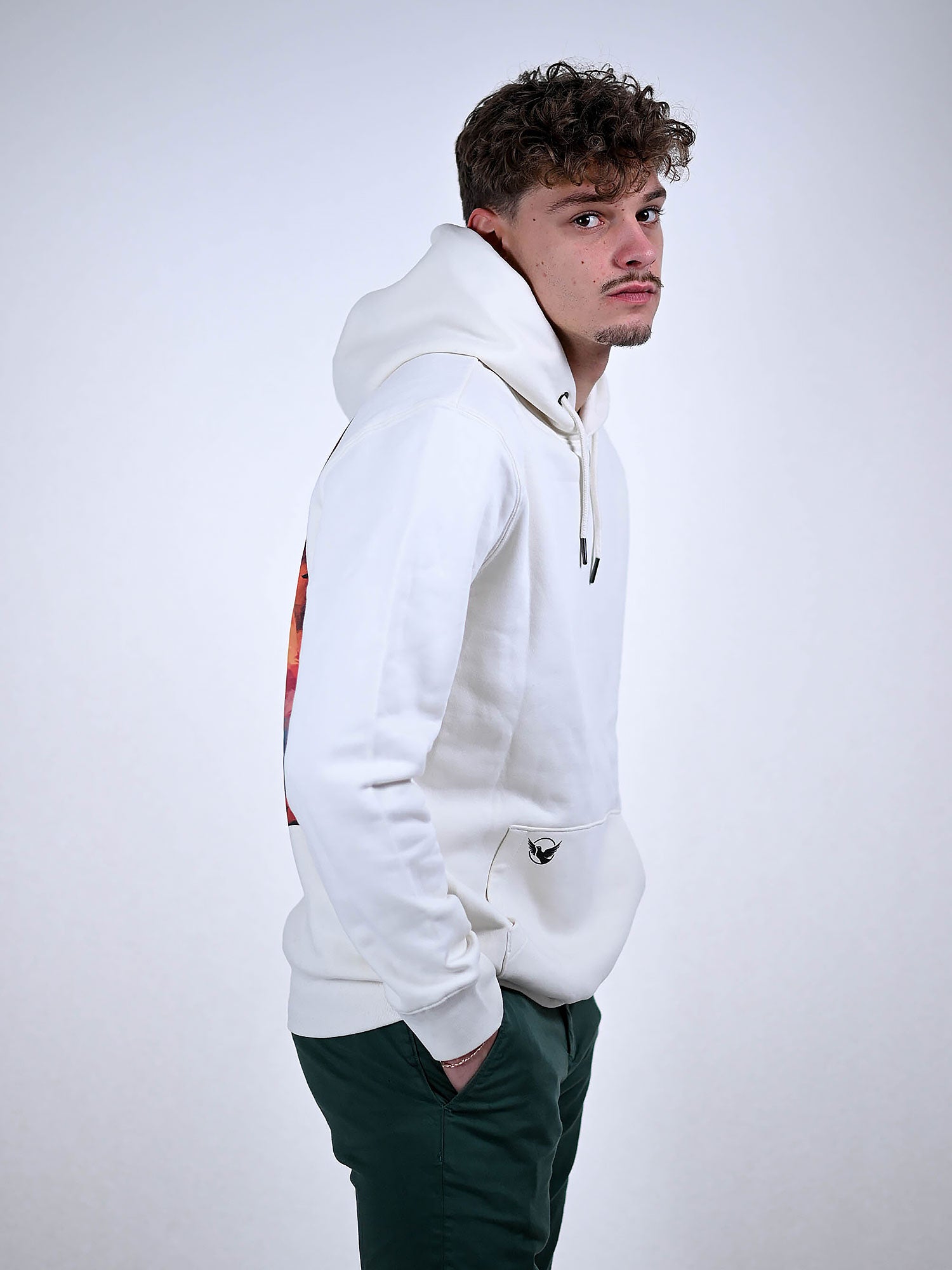 JESUS CROSS HOODIE wit zijkant