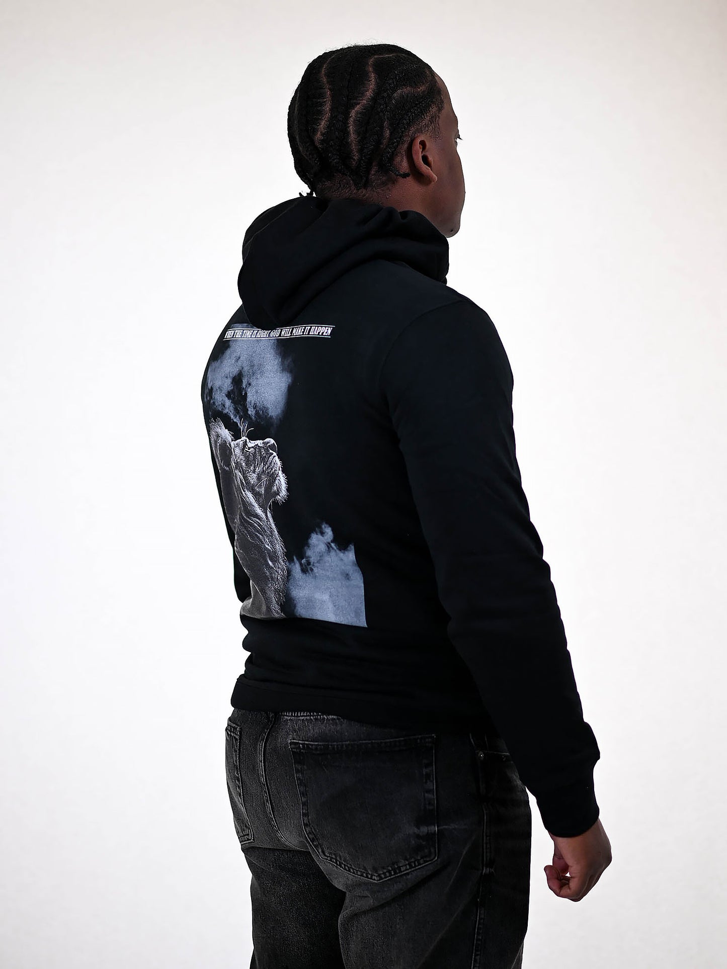 GOD WILL MAKE IT HAPPEN HOODIE zwart zijkant