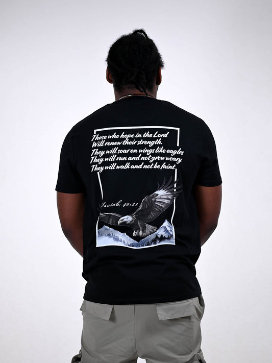ISAIAH 40:31 T-SHIRT zwart achterkant