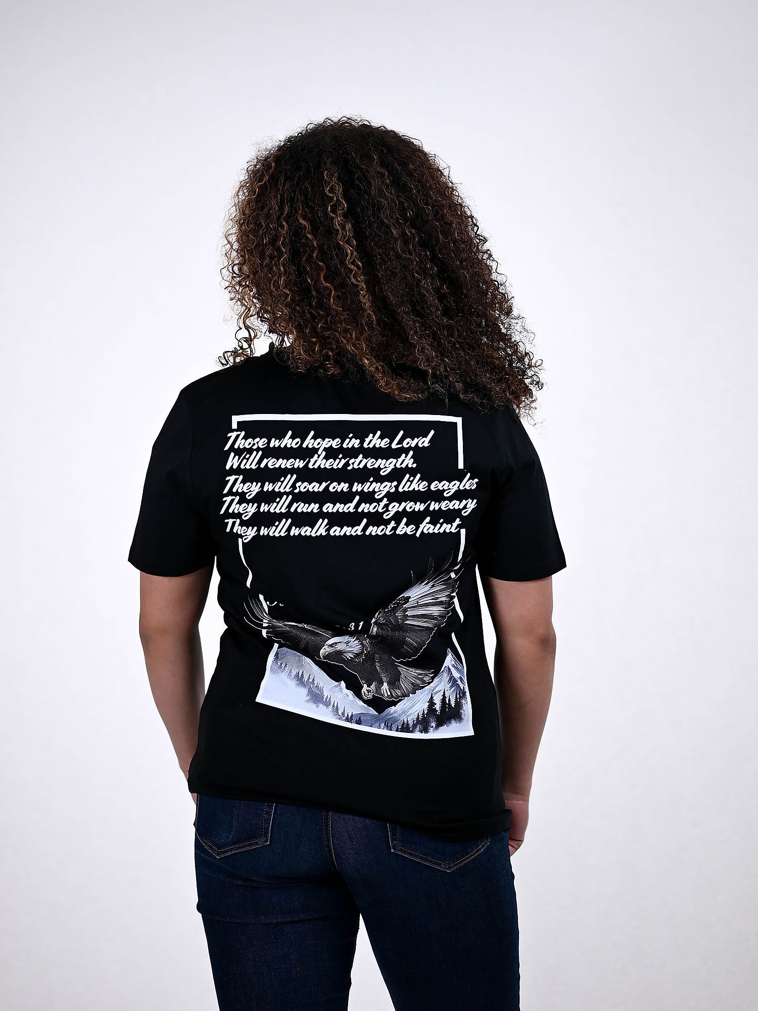 ISAIAH 40:31 T-SHIRT zwart achterkant