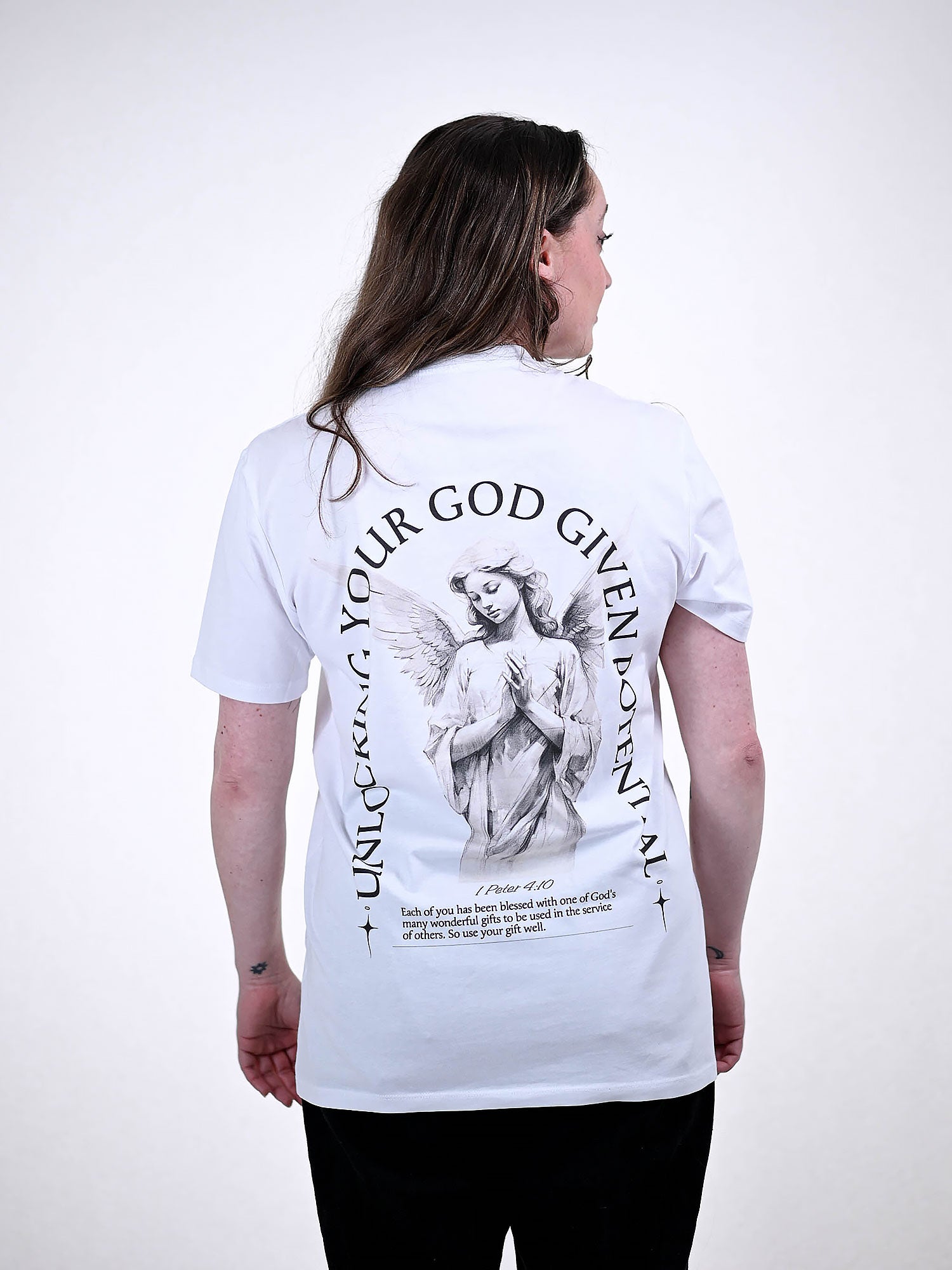 GOD GIVEN POTENTIAL T-SHIRT wit achterkant