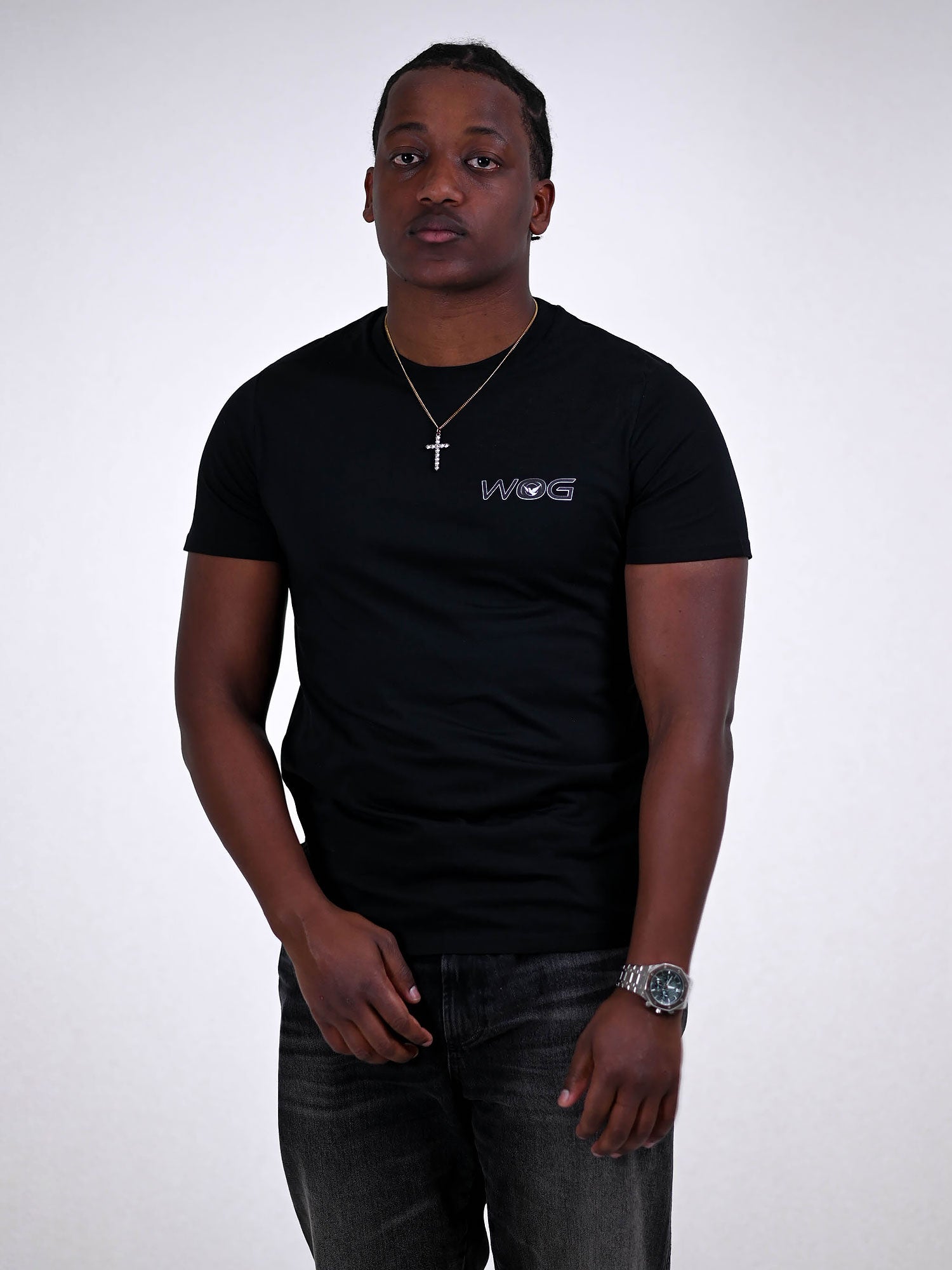 JESUS CROSS T-SHIRT zwart voorkant