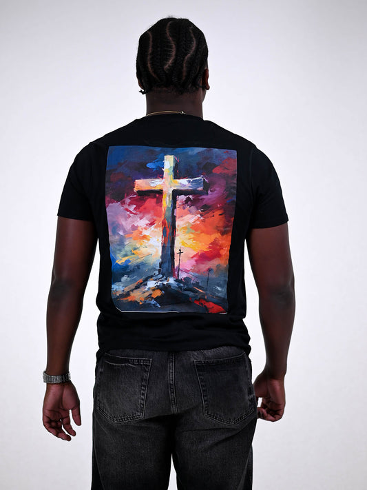 JESUS CROSS T-SHIRT zwart achterkant