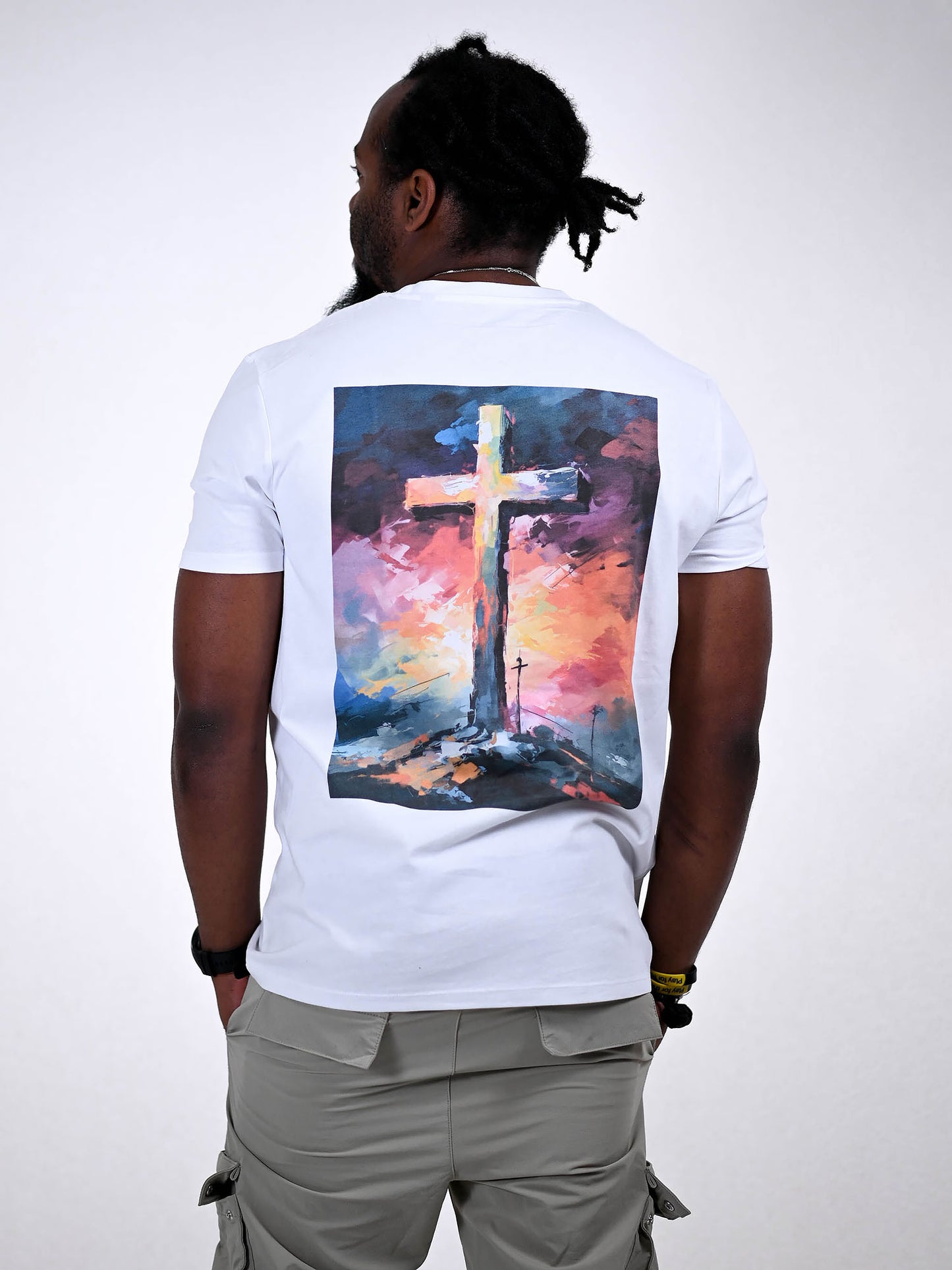 JESUS CROSS T-SHIRT wit achterkant