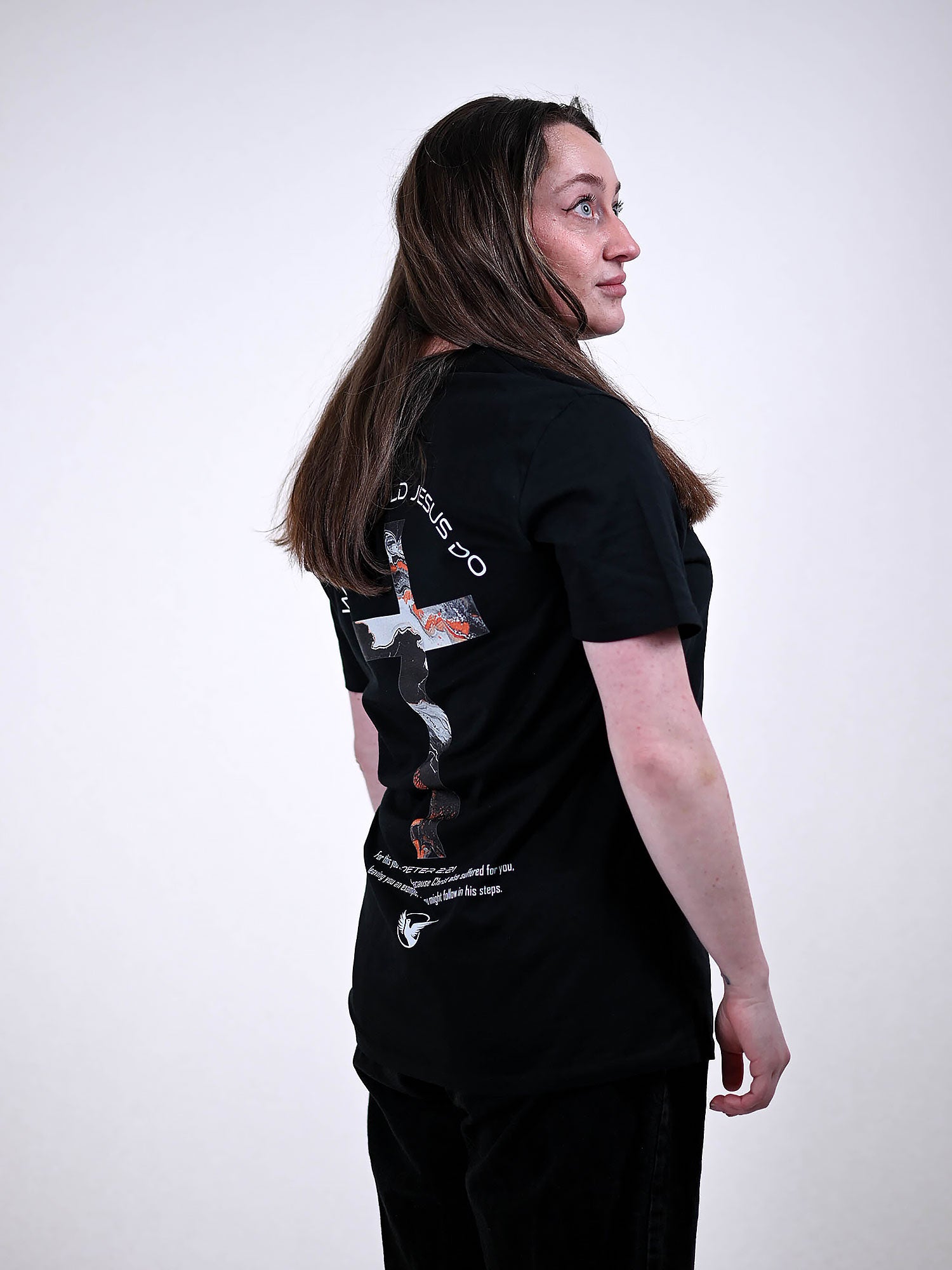 WHAT WOULD JESUS DO T-SHIRT zwart zijkant