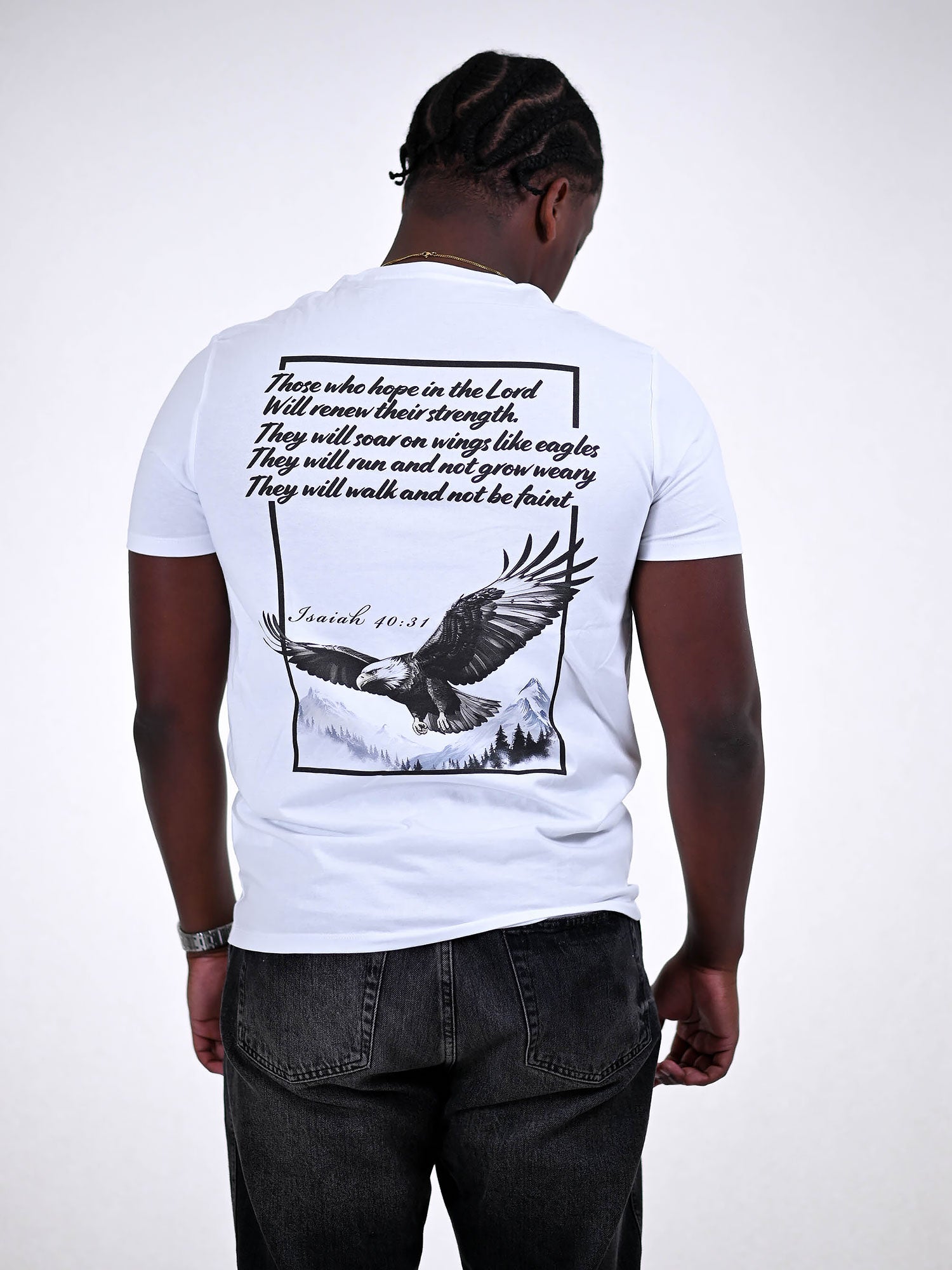 ISAIAH 40:31 T-SHIRT wit achterkant