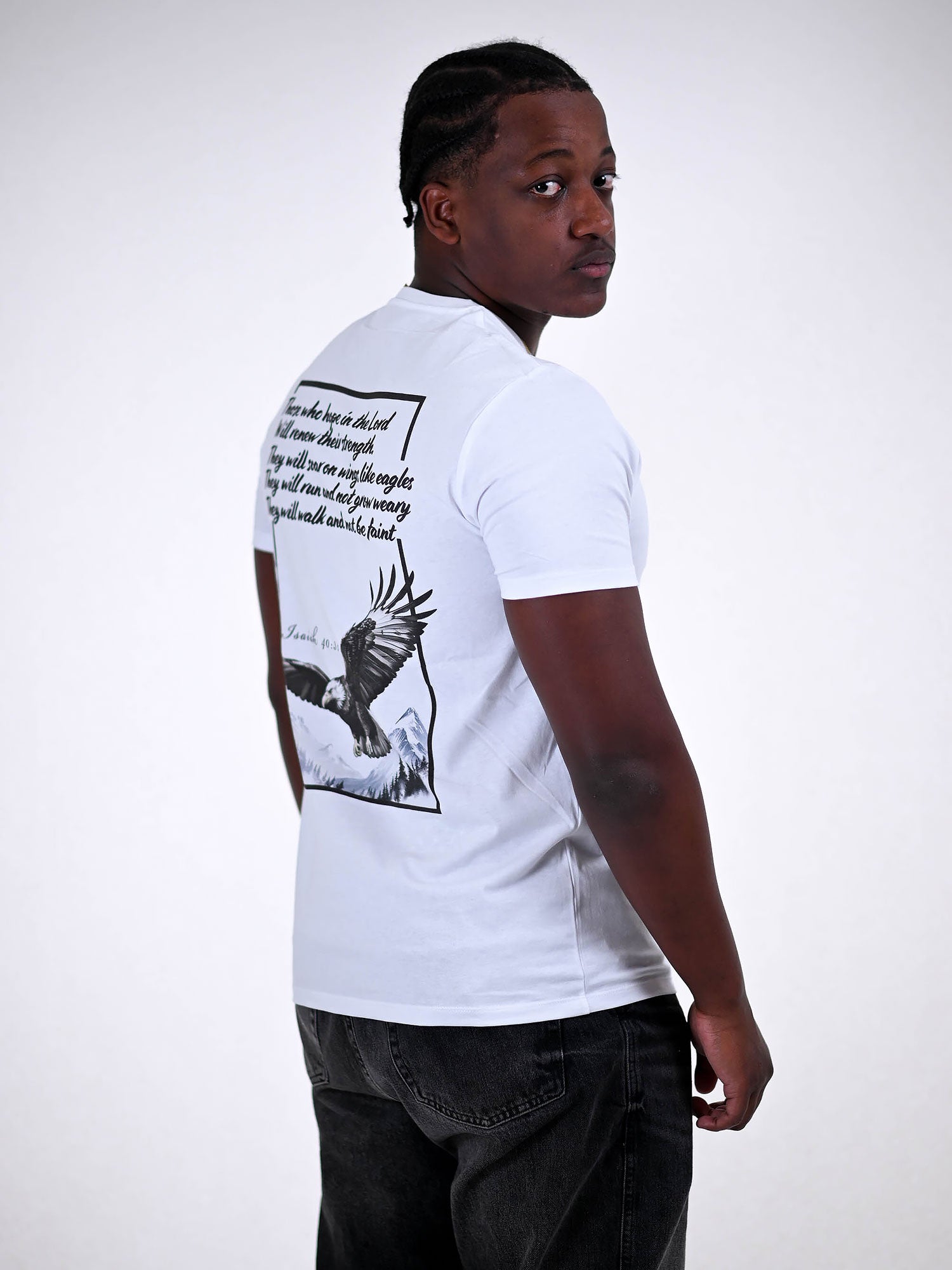 ISAIAH 40:31 T-SHIRT wit zijkant