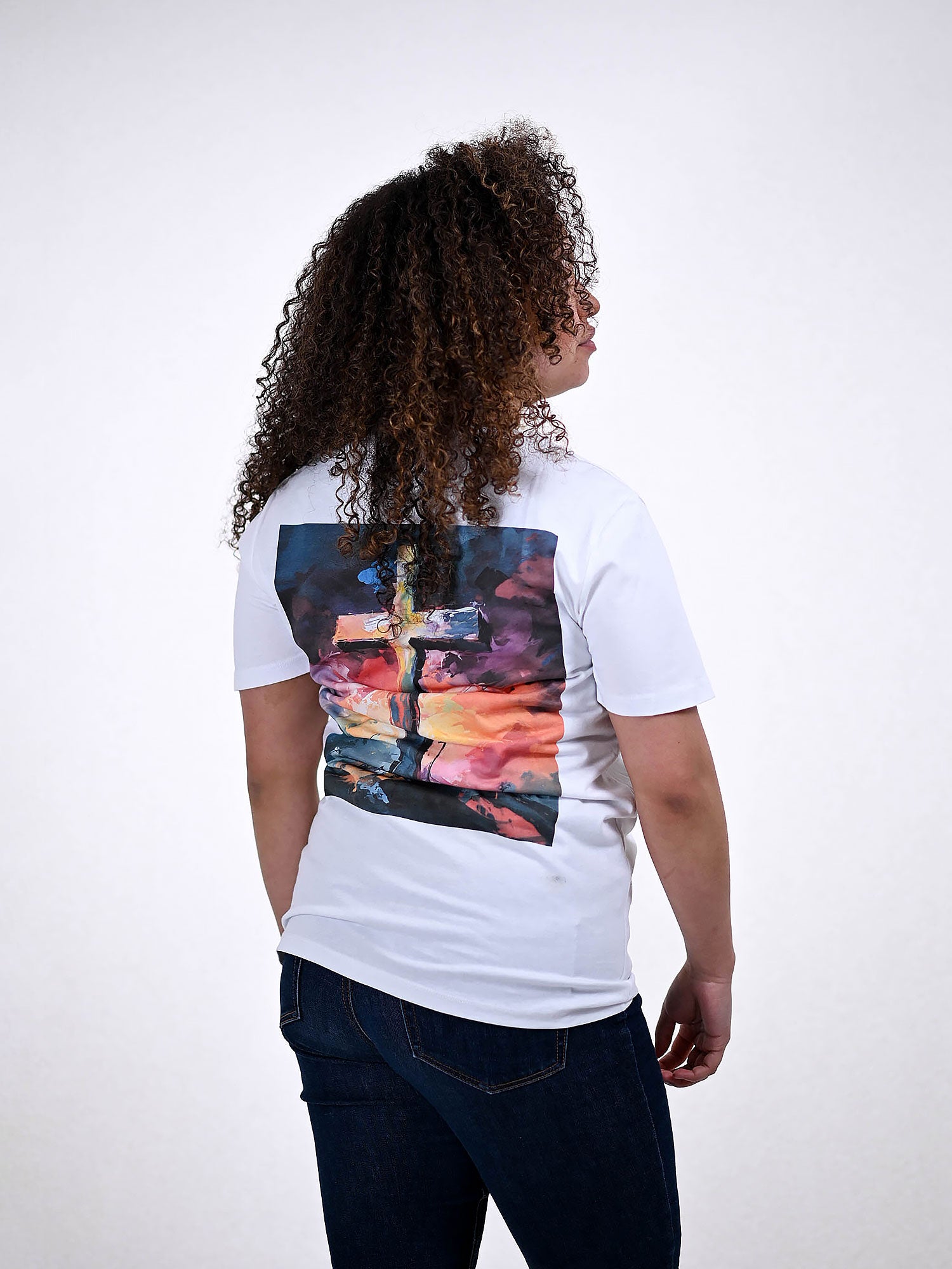 JESUS CROSS T-SHIRT wit zijkant