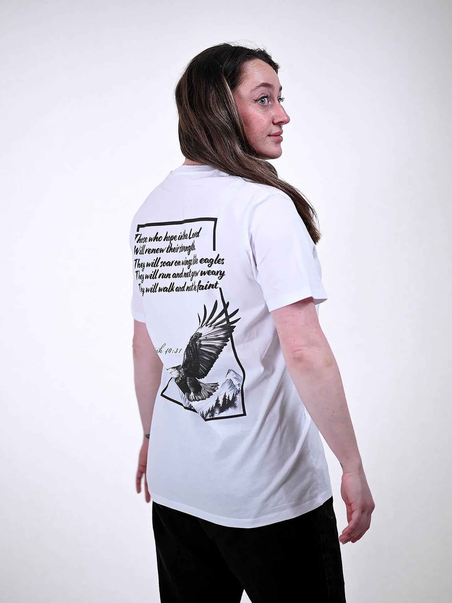 ISAIAH 40:31 T-SHIRT wit zijkant