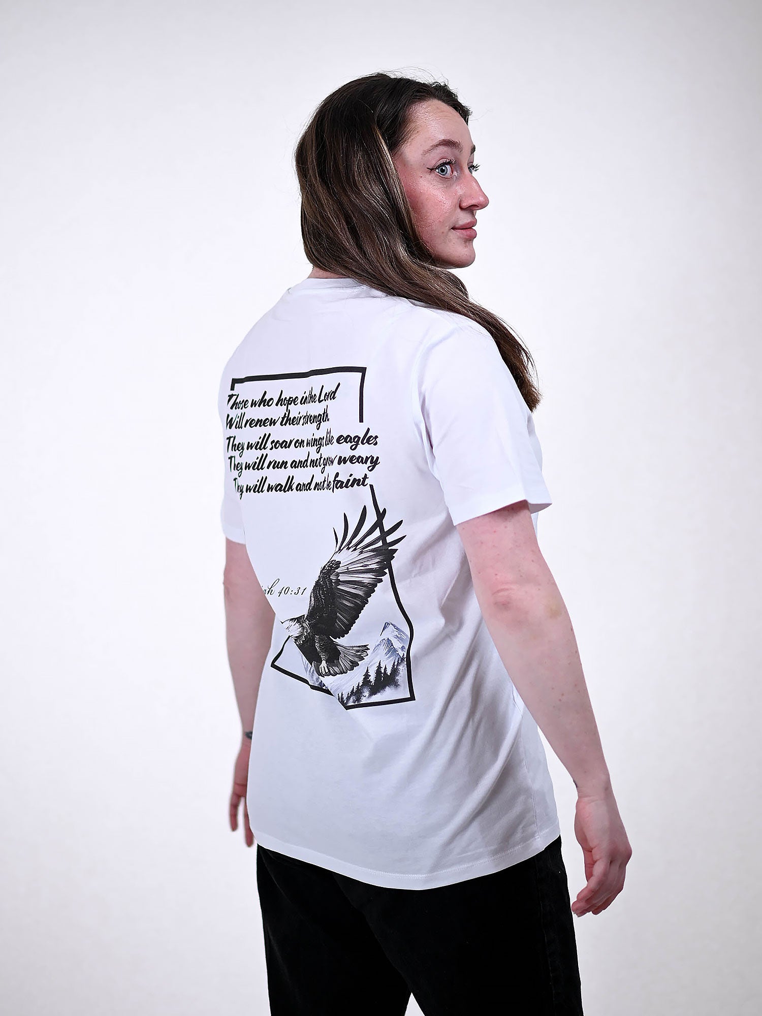 ISAIAH 40:31 T-SHIRT wit zijkant