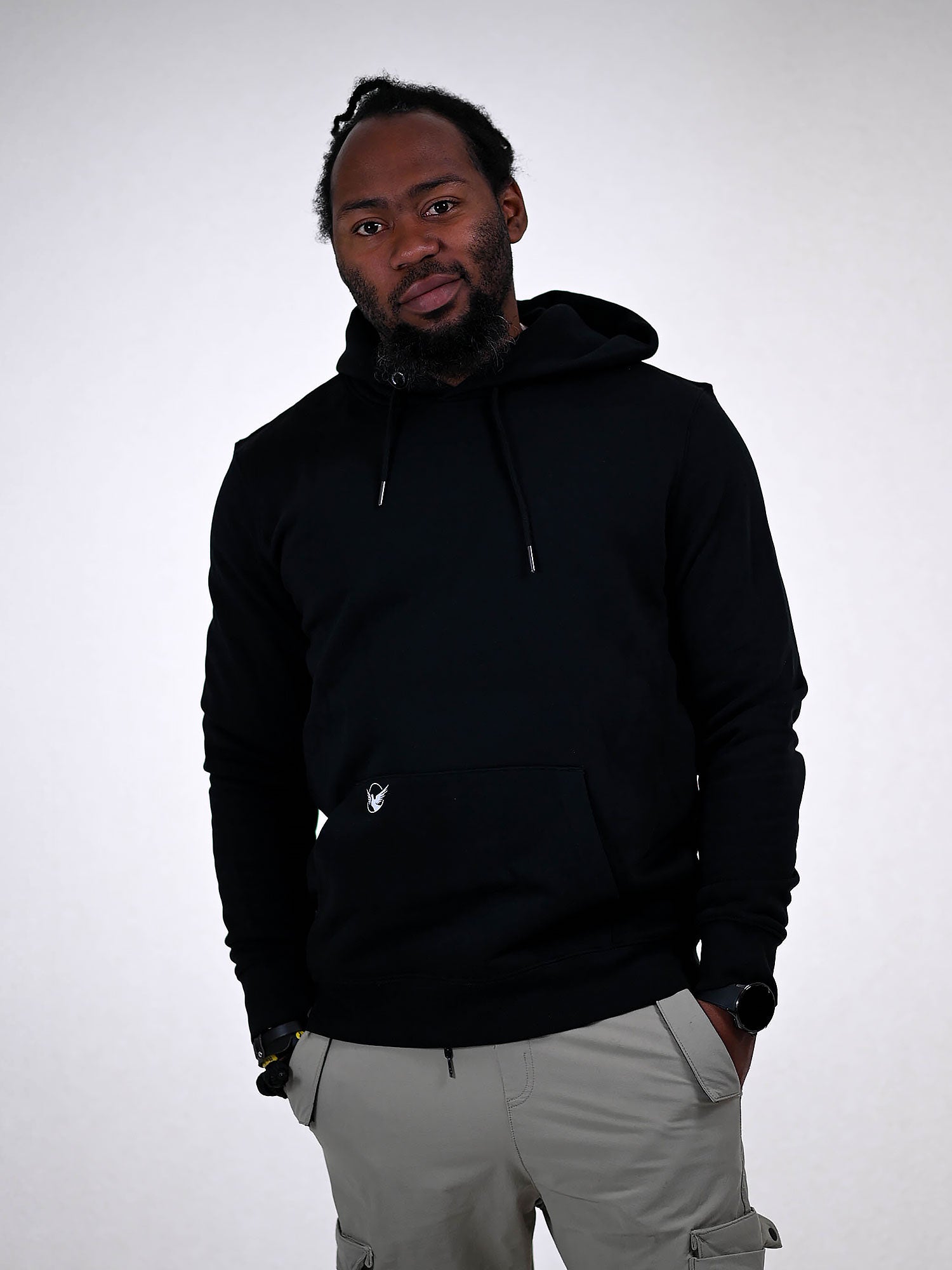 JESUS CROSS HOODIE zwart voorkant
