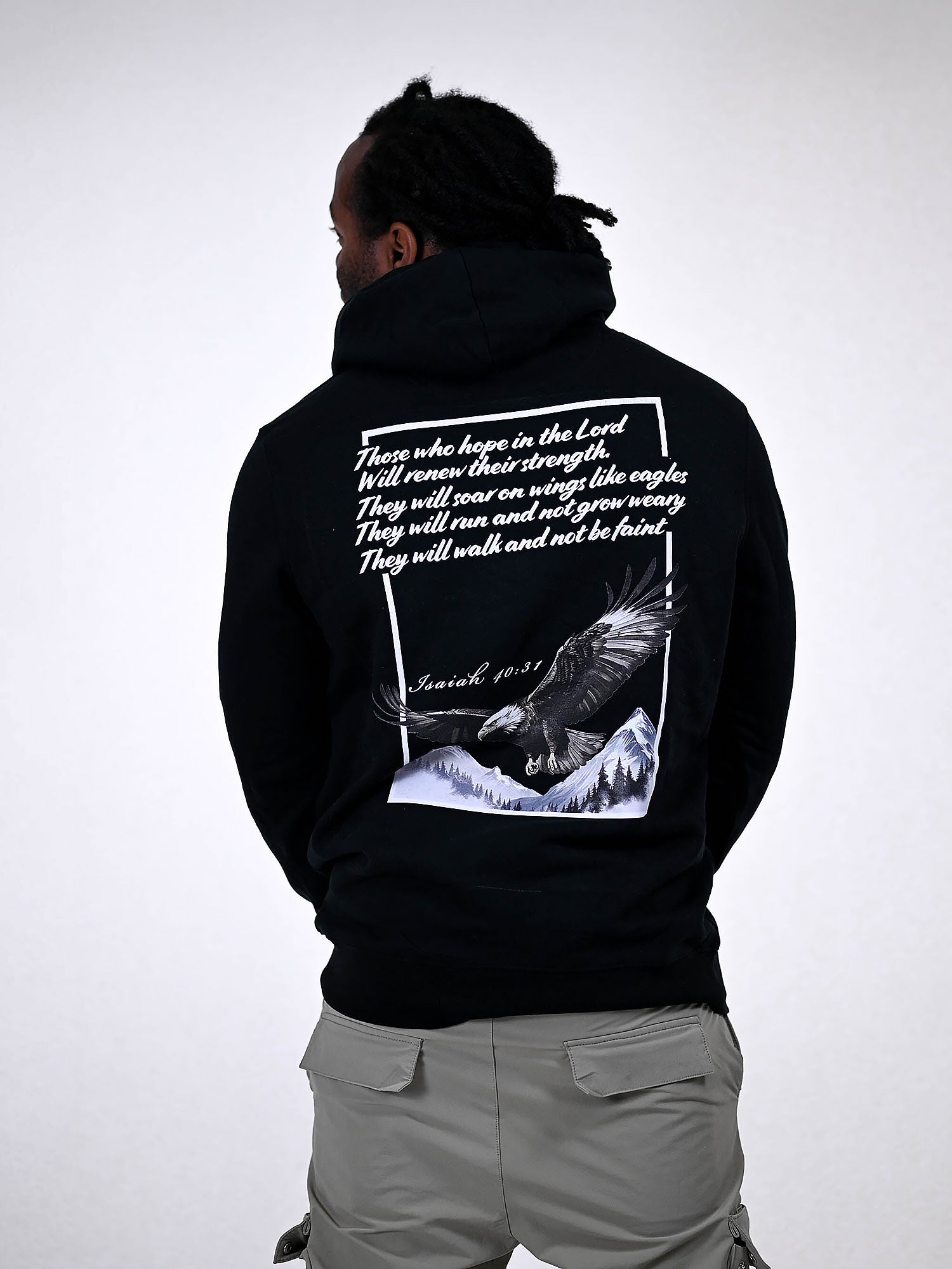 ISAIAH 40:31 HOODIE zwart achterkant