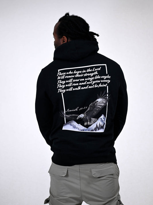ISAIAH 40:31 HOODIE zwart achterkant