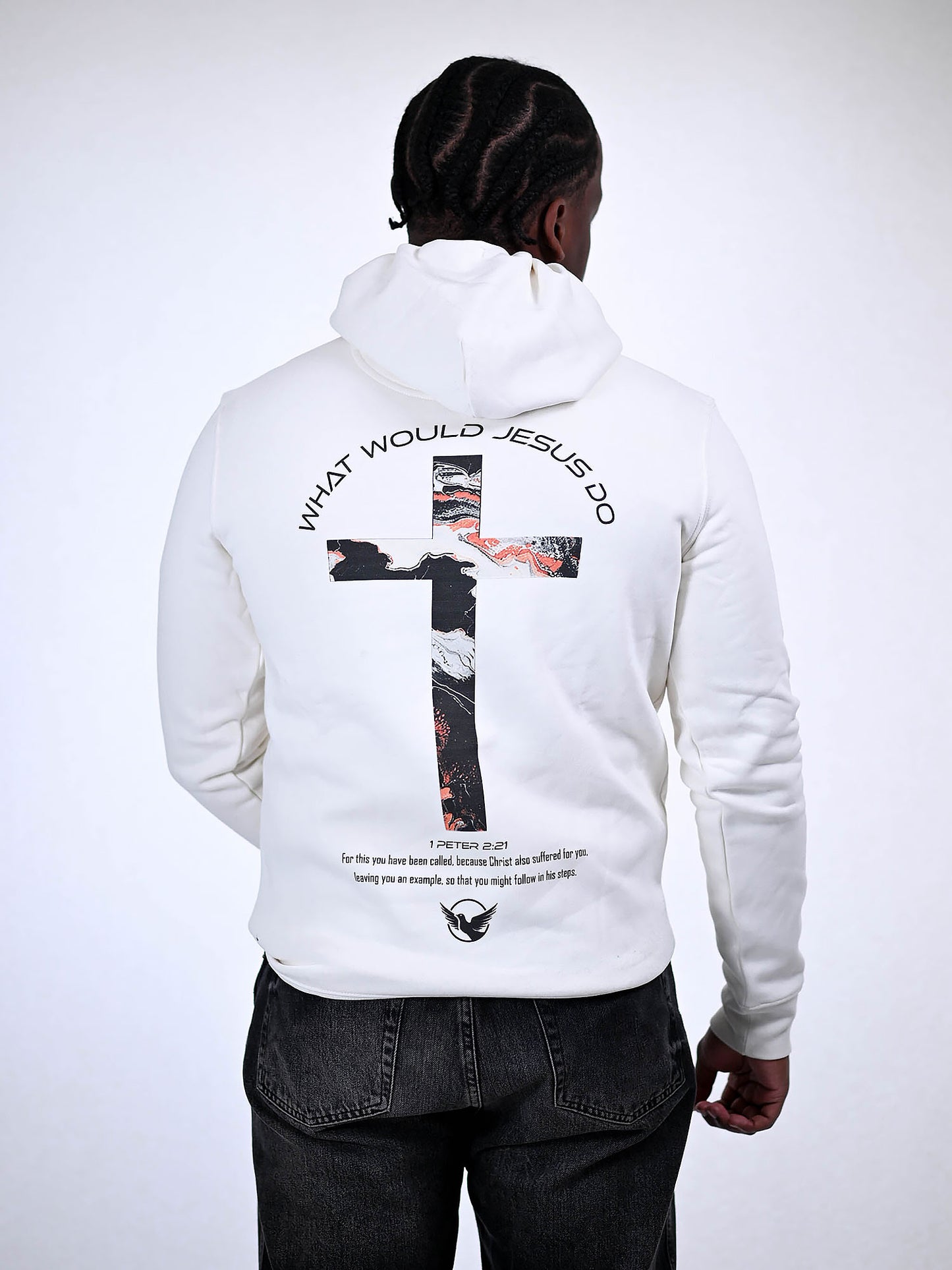 WHAT WOULD JESUS DO HOODIE wit achterkant 
