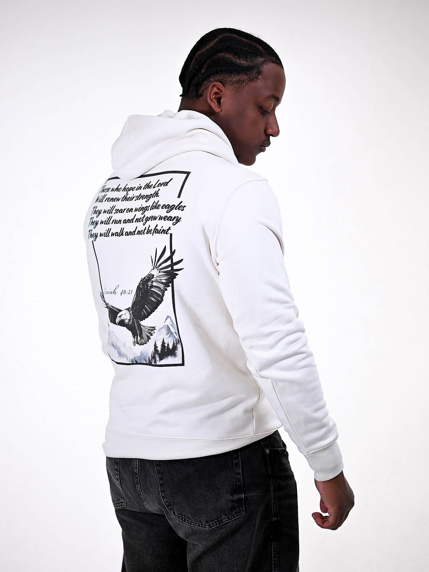 ISAIAH 40:31 HOODIE wit zijkant